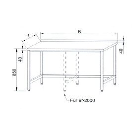 work table without ground floor L 1000 mm W 700 mm H 850 mm product photo