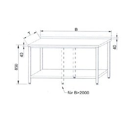 work table bottom shelf 1800 mm 700 mm Height 850 mm INTERGASTRO