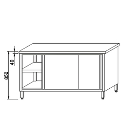 cupboard with shelf with sliding doors 1000 mm  x 600 mm  H 850 mm product photo