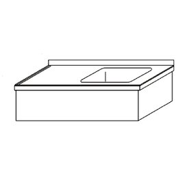 suspended table KST - 131 with drainboard on the left smooth 1 basin | 400 x 400 x 250 mm L 600 mm W 600 mm product photo