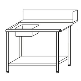 sink feed table with drainboard on the right 1 basin | 500 x 400 x 250 mm with bottom shelf L 600 mm W 750 mm product photo