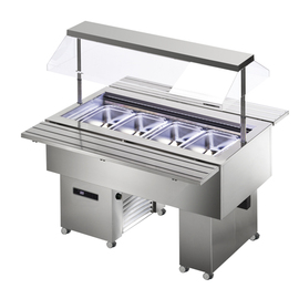 Salad bar with sneeze guard stainless steel | suitable for 4 x GN 1/1 - 150 mm product photo
