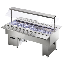 Salad bar with sneeze guard stainless steel | suitable for 6 x GN 1/1 - 150 mm product photo