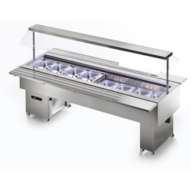 Salad bar with sneeze guard stainless steel | suitable for 8 x GN 1/1 - 150 mm product photo