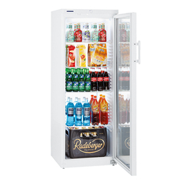 glass doored beverage fridge FK 3642 white 348 ltr | static cooling | door swing on the right product photo