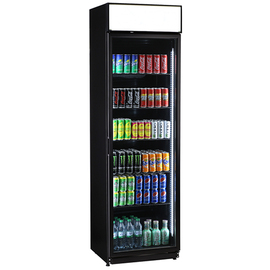 beverage fridge FLK 365 | 385 ltr black | suitable for 462 0.33 l cans | 224 0.5 l PET bottles | convection cooling | door swing on the right | display product photo