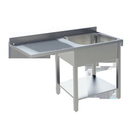 sink centre 1 basin | drainboard on the left | grooved L 1400 mm T 700 mm H 850 mm product photo