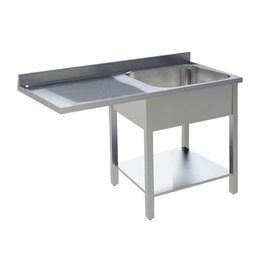 sink centre 1 basin | drainboard on the left | grooved L 1400 mm T 700 mm H 850 mm product photo