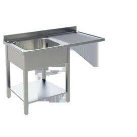 sink centre 1 basin | drainboard on the right | grooved L 1200 mm T 700 mm H 850 mm product photo