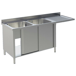 sink centre with base cabinet Basin left | 2 basins L 1600 mm T 700 mm H 850 mm product photo