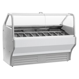 ice cream sales counter Wojtek 1700 white silver coloured 230 volts | rounded windscreen product photo