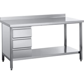 work table upstand at the back 3-drawer unit 800 mm 600 mm Height 850 mm self-assembly product photo