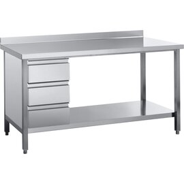 work table upstand at the back 3-drawer unit 1300 mm 700 mm Height 850 mm self-assembly product photo