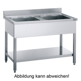 kitchen sink table STZM 1270 EM ECOLINE 2 basins | 500 x 500 x 250 mm with bottom shelf L 1200 mm W 700 mm product photo