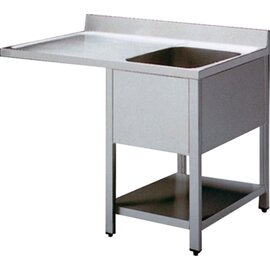 sink centre EM ECOLINE with drainboard on the left 1 basin | 400 x 400 x 250 mm with bottom shelf L 1200 mm W 600 mm product photo