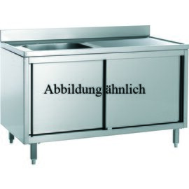 kitchen sink cupboard SSZL 1870 2 basins | drainboard on the right | sliding doors product photo