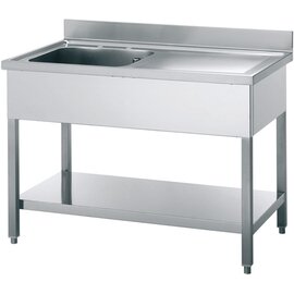 kitchen sink table STEL 1270 EM ECOLINE with drainboard on the right 1 basin | 500 x 500 x 250 mm with bottom shelf L 1200 mm W 700 mm product photo
