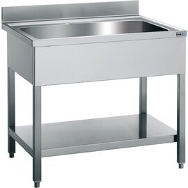 kitchen sink table STZM 1270 EM ECOLINE 2 basins | 500 x 500 x 250 mm with bottom shelf L 1200 mm W 700 mm product photo