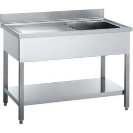 kitchen sink table STER 1270 EM ECOLINE with drainboard on the left 1 basin | 500 x 500 x 250 mm with bottom shelf L 1200 mm W 700 mm product photo