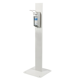 disinfection stand SOLID with arm lever white suitable for 500 ml Euro bottles floor model 450 mm x 450 mm H 1400 mm product photo