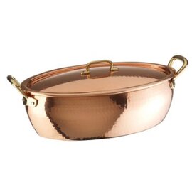 stewing pan KG LINE 15300 with lid  • copper | 380 mm  x 250 mm  H 130 mm | 2 brass handles product photo