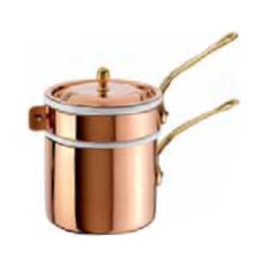 water bath casserole KG LINE 15400 porcelain copper with lid  Ø 160 mm  H 170 mm  | long brass handle product photo