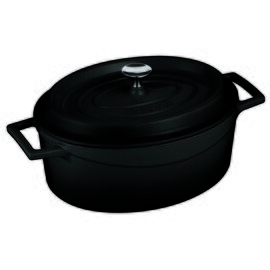 stewing pan 4 ltr cast iron with lid black oval  Ø 270 mm  | cast-on handles product photo