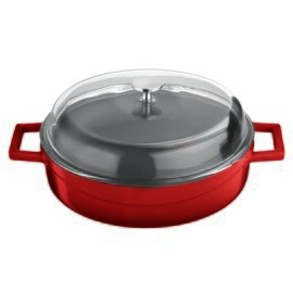 stewing pan with glass lid 2.4 ltr cast iron with lid red  Ø 240 mm product photo