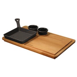 grill pan with wooden service board  • cast iron enamelled black | 160 mm | long handle product photo