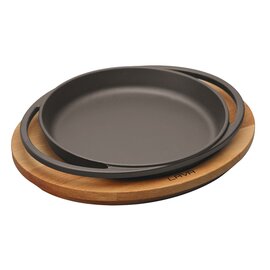 plate with a wooden board cast iron black Ø 120 mm product photo
