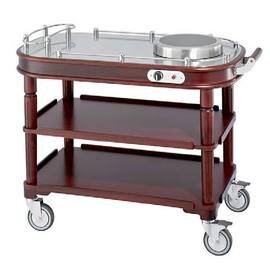 flambé trolleys electric 1 cooking zone 2300 watts 230 volts  | rosewood coloured  L 1220 mm  B 585 mm  H 895 mm product photo