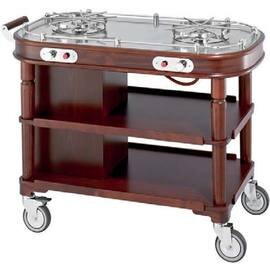 flambé trolleys gas 2 cooking zones  | rosewood coloured  L 1220 mm  B 585 mm  H 895 mm product photo