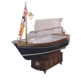 boat-shaped buffet counter Ischia wood mahogany coloured product photo