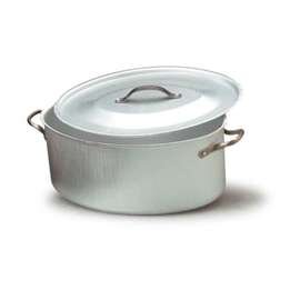casserole aluminium 3 mm with lid oval 350 mm  x 250 mm  H 150 mm  | Stainless steel tubular handles product photo