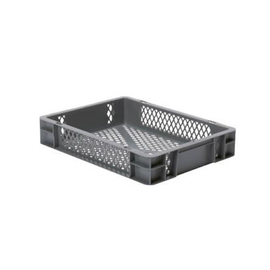 stackable container Rainbow Line Euronorm PP grey perforated 7 ltr | 400 mm x 300 mm H 75 mm product photo