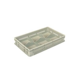 stackable container grey 600 x 400 mm  H 100 mm | 6 compartments 183 x 178 mm  H 65 mm product photo