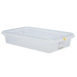 fresh food box | freezing box Gastronox with lid GN 1/1 PP transparent 13 ltr | 530 mm x 325 mm H 100 mm with coding clips product photo