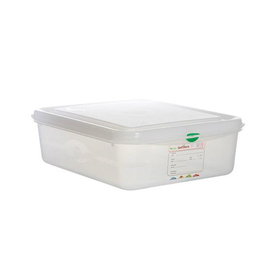 fresh food box | freezing box Gastronox with lid GN 1/2 PP transparent 6.5 ltr | 325 mm x 265 mm H 100 mm with coding clips product photo