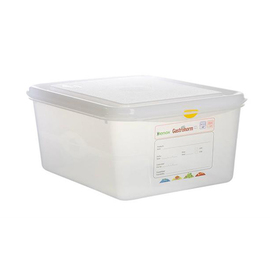 fresh food box | freezing box Gastronox with lid GN 1/2 PP transparent 10 ltr x 265 mm H 150 mm with coding clips product photo