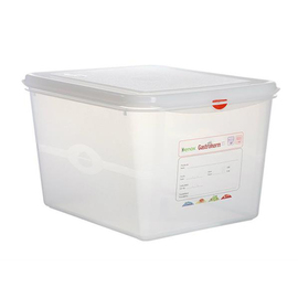 fresh food box | freezing box Gastronox with lid GN 1/2 PP transparent 12.5 l x 265 mm H 200 mm with coding clips product photo