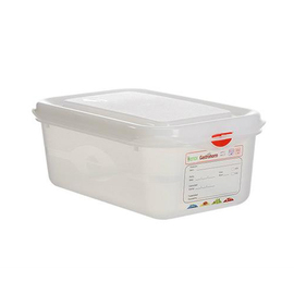 fresh food box | freezing box Gastronox with lid GN 1/4 PP transparent | 365 mm x 162 mm H 100 mm with coding clips product photo