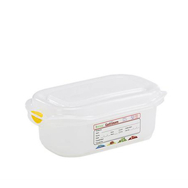 fresh food box | freezing box Gastronox with lid GN 1/9 PP transparent 0.6 ltr | 176 mm x 108 mm H 65 mm with coding clips product photo