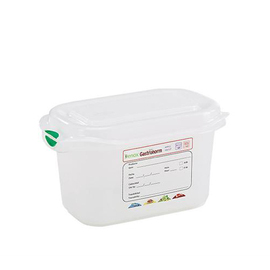 fresh food box | freezing box Gastronox with lid GN 1/9 PP transparent 1 ltr | 176 mm x 108 mm H 100 mm with coding clips product photo