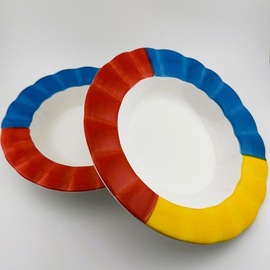 sundae bowl | porcelain red | blue | yellow Ø 195 mm H 25 mm product photo