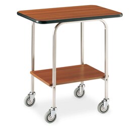 side trolley cherry wood coloured  | 2 shelves 710 x 460 mm stainless steel rack product photo