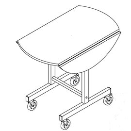 Room Service Table, brushed stainless steel, melamine coated cherry board, folding and folding, Ø 80 cm, H 78 cm, with warmbox product photo  S