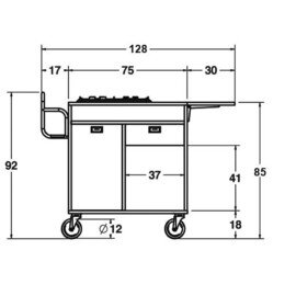 Flambierwagen Gas with 1 burner, made of wood, color: cherry product photo  S