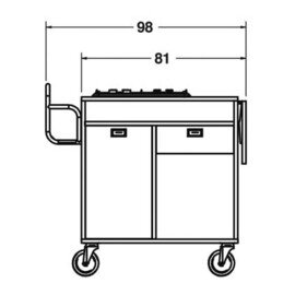 Flambierwagen Gas with 2 burners, made of wood, color: cherry product photo  S