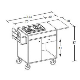 Flambierwagen Gas with double burner, made of wood, color: cherry product photo  S