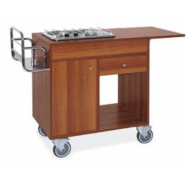 Flambierwagen Gas with double burner, made of wood, color: cherry product photo